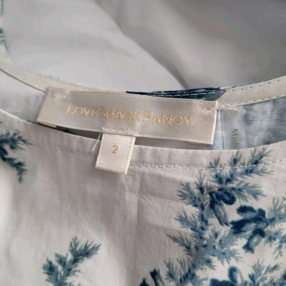 LoveShackFancy DANBURY Blue Floral Maxi Gown Dress Bridal Resort Vacation Sz 2 - Picture 12 of 16